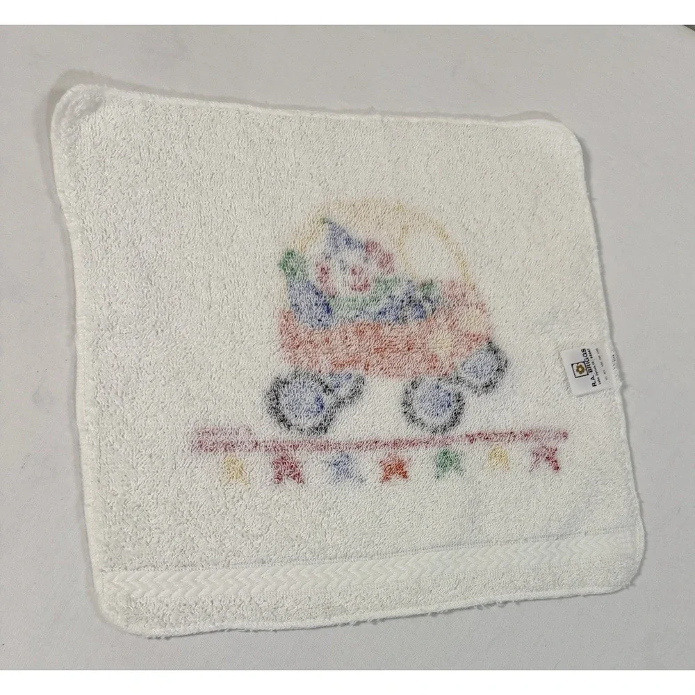 Circus Clowns Vintage R.A. BRIGGS Bath Towel Hand Towel Washcloth Set 1980's